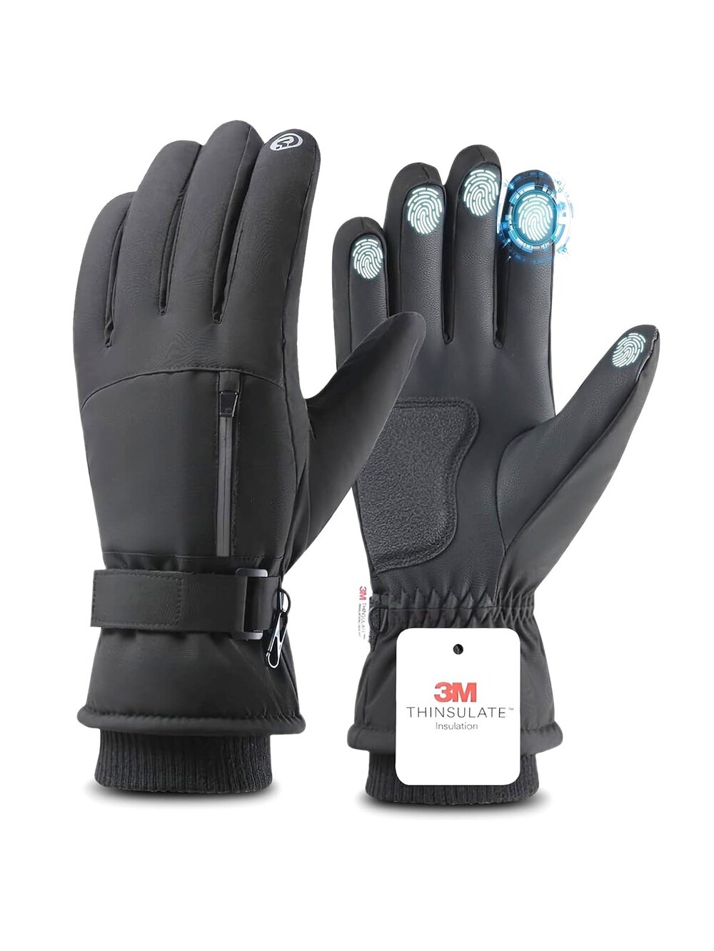 Winter Gloves Men Women Windproof Warm Thick Leather Thermal Mittens Touchscreen